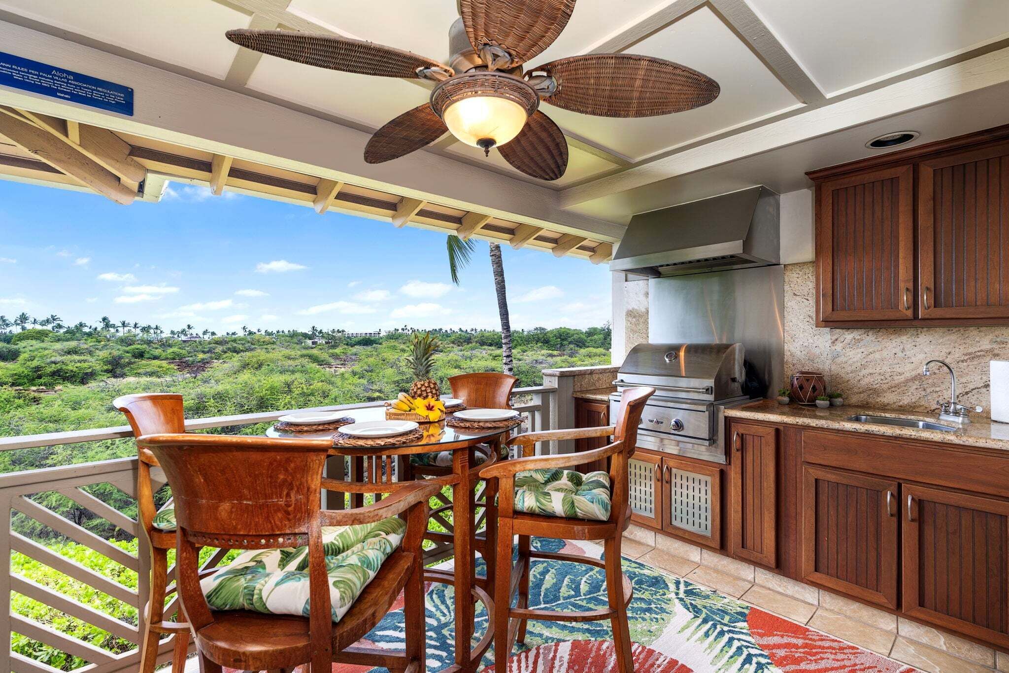 公寓客房, 多張床, 陽台, 山景 (Palm Villas at Mauna Lani F23) | 室外用餐