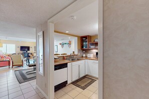 Fridge, microwave, oven, stovetop - Second-Floor Condo with WiFi, Pool, Golf Course Views - Near the Beach (Hilton Head)