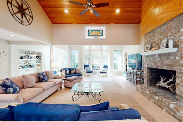 TV, DVD player, offices - Spacious Home with Private Pool, Game Room, & Big Backyard - Great for Groups (Hilton Head)