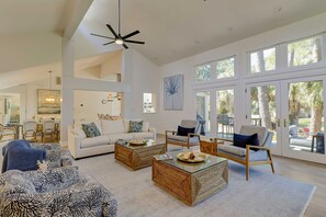 Interior - Gorgeous waterfront home with lagoon views & firepit - walk to South Beach (Hilton Head)
