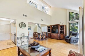 TV, offices - Golf course-view condo near beach with pool & private deck - dog-friendly (Hilton Head)