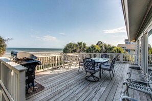 Outdoor dining - Beachfront home with private pool, expansive deck & breathtaking views (Hilton Head)
