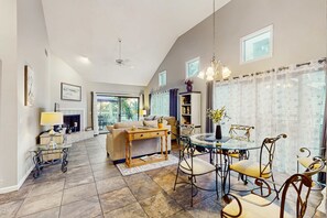 TV, offices - All-Suite Shipyard Plantation Home with Decks, Fairway Views & Gas Grill (Hilton Head)