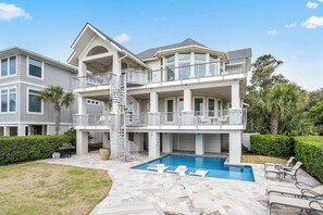 Pool - Stunning oceanfront home with pool, private boardwalk, decks, & elevator (Hilton Head)