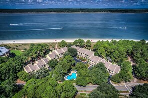 Exterior - Spacious waterview haven with decks, firepit, AC, WiFi, pool - walk to beach (Hilton Head)
