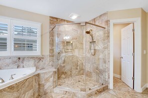 Shower, hair dryer, towels - Spacious Deck, Hot Tub, Second Row To Beach & Brand New Private Pool & Spa (Hilton Head)
