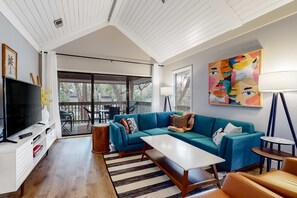 TV, offices - Family-Friendly Condo w/Free WiFi, Covered Porch, Washer/Dryer, and Shared Pool (Hilton Head)