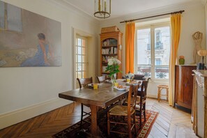 Comfort Apartment, City View | Dining - Paris Center St Claude residence (Paris)