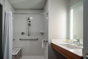 Room, 1 King Bed, Non Smoking (Roll-In Shower) | Bathroom | Towels - Microtel Inn & Suites By Wyndham Danville Va (Danville)
