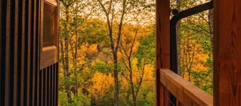 Back Yard Cliff View | Elevated Cabin | Hot Tub | Fire pit