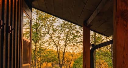 Back Yard Cliff View | Elevated Cabin | Hot Tub | Fire pit