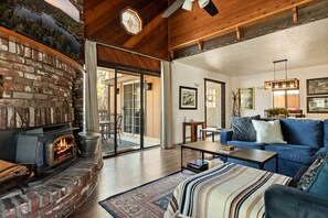 TV, fireplace, video games - Iris Haus, w/ Hot Tub, Forest Views and Game Room (Big Bear Lake)
