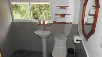 Dobbeltrom – deluxe, fjellutsikt | Bad