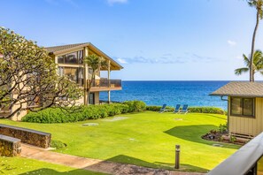 Property grounds - Topical ocean front 2-bedroom condo with AC in charming Koloa (Koloa)