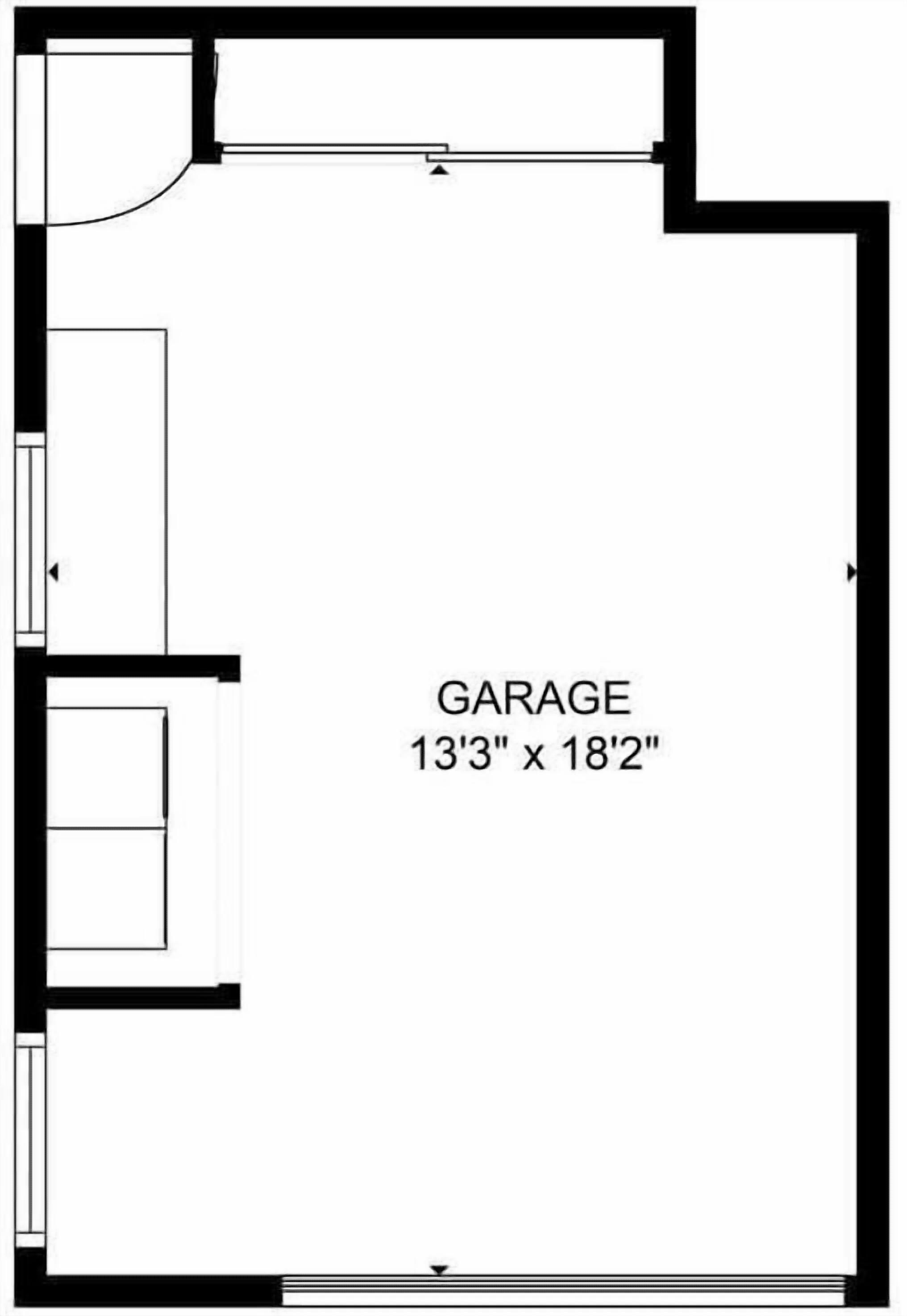 A floor plan of a property with a garage measuring 13'3' x 18'2'.