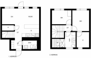 Comfort-paritalo, 3 makuuhuonetta, näköala pihalle, piha-alue | Pohjapiirros