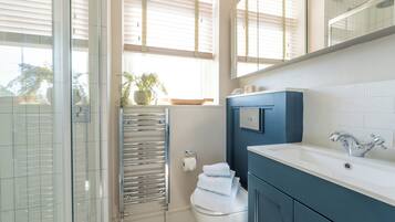 Hair dryer, towels, toilet paper