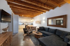 Living area - Villa Qupi, sleeps 12, Fully Air-conditioned, stunning views of the Acropolis! (Lindos)