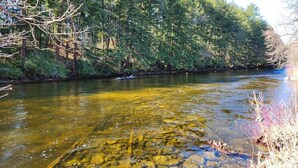A river with clear water, surrounded by dense forest. - Soothing studio apartment - on the Battenkill River in charming, Shushan (Shushan)