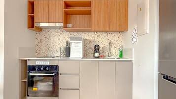 Appartement, 1 queensize bed, kitchenette, uitzicht op stad | Privékeuken