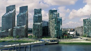 Modern high-rise buildings, a river, and a bridge. - ✨ River View Apartment Near O2 | Sleeps 6 | Prime Location London ✨ (london)