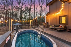 Outdoor pool, a heated pool - Private Heated Pool! Hot Tub, Fire Pit, Game Room! (East Stroudsburg)