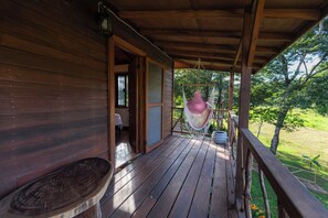 Basic Cabin, River View | Terrace/patio - Tohja' Riverside Cabins (San Ignacio)