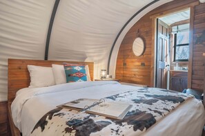 Bed sheets - Glamping Wagon on Working Ranch | Lake Taneycomo (Branson)