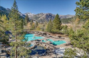 Outdoor pool, a heated pool - Everline 2 BR suite. Views, AC, pool, tennis, golf, biking. 7 mi to Lake Tahoe. (Olympic Valley)