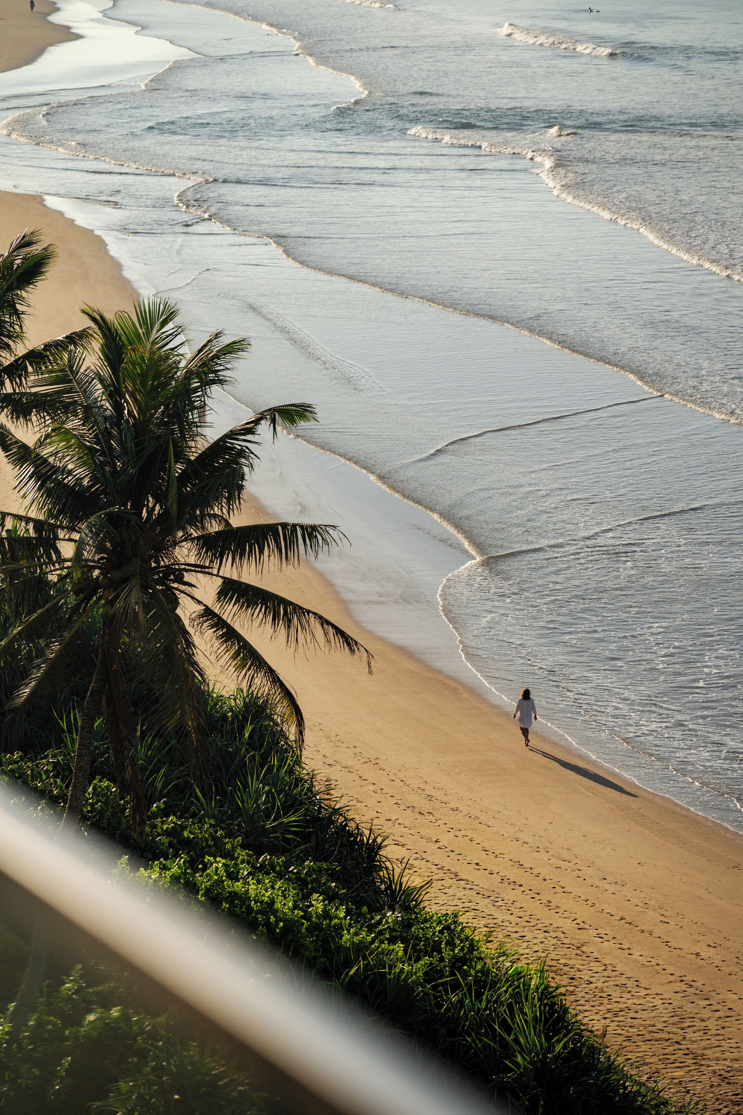 On the beach, white sand