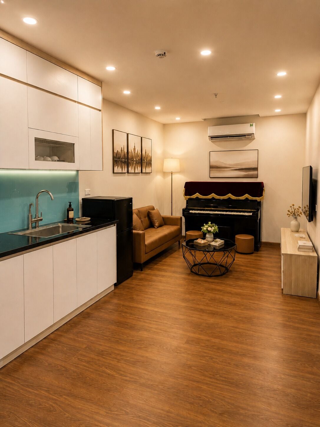 Apartment, 3 Bedrooms, River View | Desk, laptop workspace, blackout drapes, soundproofing