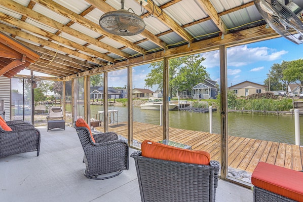 Terrace/patio - 75' Private Dock! Waterfront Nugent's Canal Home (Port Clinton)