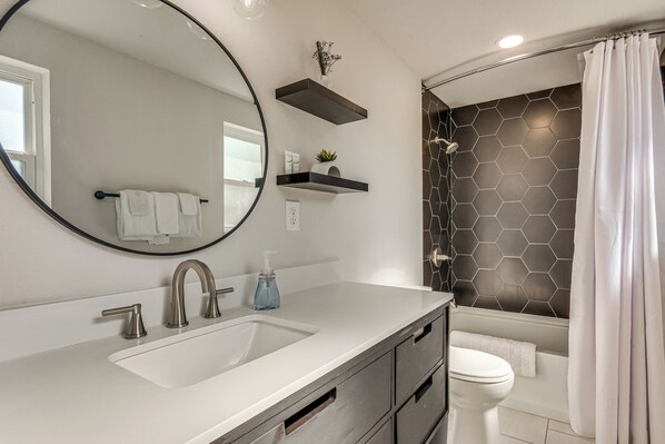 Hair dryer, towels - Renovated Oasis w/ Yard: Pets Welcome! (Gulf Breeze)