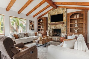 Living area - Sleeps 20 | Resort Pool + Putting Green + Near Lake Poway | Barrel & Crest (Poway)