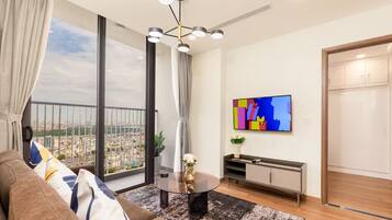 Appartement Deluxe, 3 chambres, cuisine | Coin séjour