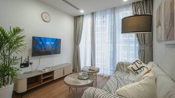 Leilighet – deluxe, 1 soverom, kjøkken | Oppholdsområde