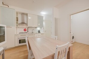 Standard Apartment, Courtyard View | Private kitchen | Fridge, oven, stovetop, espresso maker