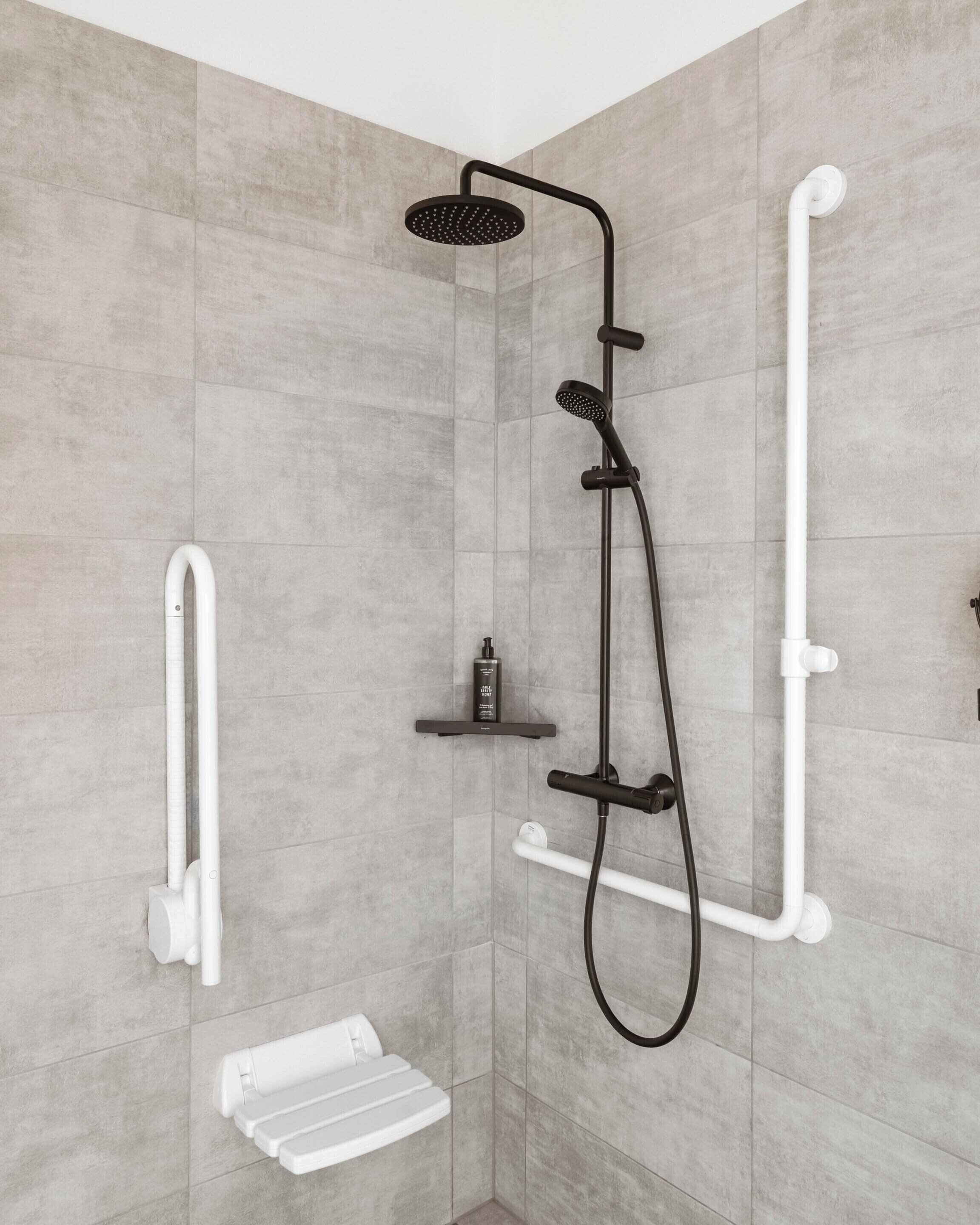 Suite Wheelchair Accessible | Badezimmer | Dusche, umweltfreundliche Kosmetikartikel, Haartrockner, Handtücher