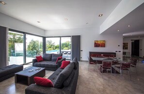 Living area - Modern villa 100m from Cala Llenya beach , Ibiza · Pool · Sea views (Cala Llenya)