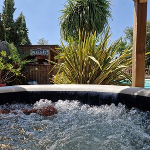 Outdoor spa tub - La maison aux palmiers, swimming pool, spa (Sorigny)