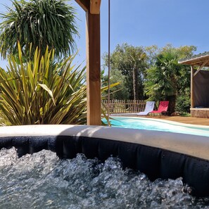 Pool - La maison aux palmiers, swimming pool, spa (Sorigny)