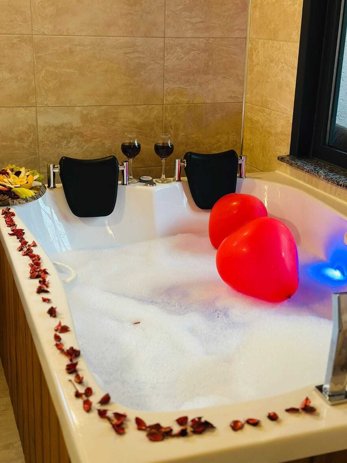 Hair dryer, bidet, towels, soap