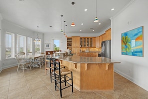Fridge, microwave, oven, stovetop - Beautiful, Pet Friendly, Gulf View, Saltwater Pool Home Sleeping 15! (Pensacola Beach)