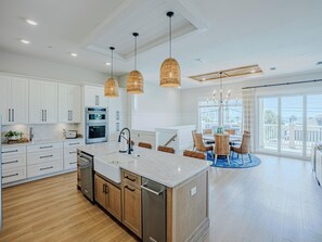 Fridge, microwave, oven, stovetop - Salty Seahorse | Luxe Home, Gulf Views, Private Pool + Fire Pit (Panama City Beach)