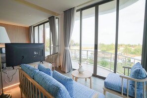 Chambre majestueuse, 2 chambres, vue sur la mer | Aire de séjour