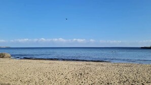 A beach with a clear sky, calm sea, and distant land. - Feriendorf an der Ostsee, Wohlenberg (Wohlenberg)