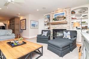 TV, fireplace - Quiet Pines Escape | Private Pool | BBQ | Beach (Rehoboth Beach)