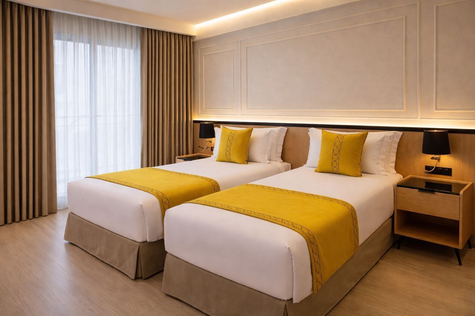 双人房或双床房, 阳台, 庭院景观