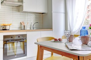 Comfort Apartment | Private kitchen | Microwave, oven, stovetop, high chair - San Giovanni Appia Park Modern Apartment with Balcony Metro A 10 Min City Center (Rome)