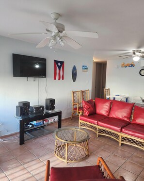 Living area - 3-bedroom condo in pleasant Villas del Mar Resort, Medianía Alta, Loiza PR (Medianía Alta)